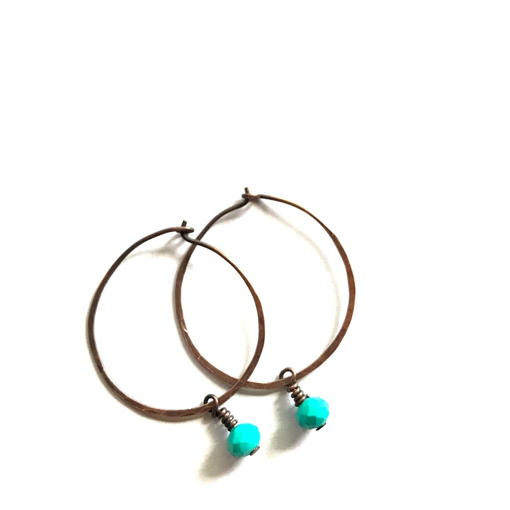 Hammered copper minimalist earrings